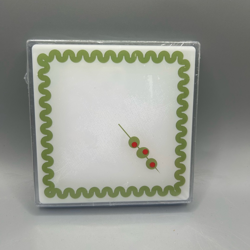 Target Bullseye Playground Martini Olive Cocktail Acrylic Coaster Set 2025 NEW